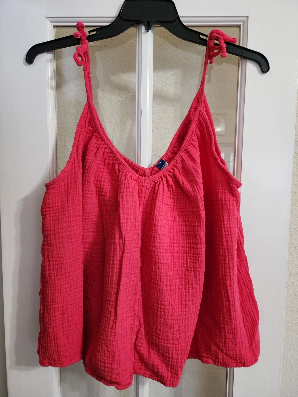 Old Navy 2X Pink Cosmic Rouge Gauze Tie Strap Swing Tank Cami Cotton